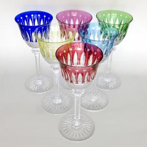 Tommy Saint-louis, Set Of 6 Roemer Glasses In Multicolored Crystal