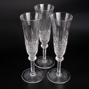 3 Tommy Saint Louis Crystal Champagne Flutes