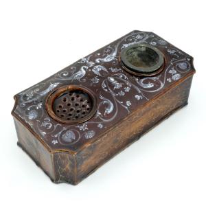 Limoges Enamel Inkwell, 18th Century, Renaissance Style