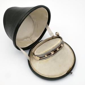Napoleon III Silver Bracelet With Gold Star-shaped Beads, Period Box