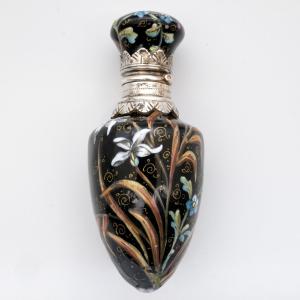 Napoleon III Enamel And Silver Smelling Salt Or Perfume Bottle, With Herbs And Insects
