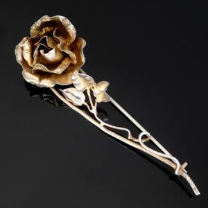 Large Vermeil Flower Brooch From The Ecole De Nancy Art Nouveau Period