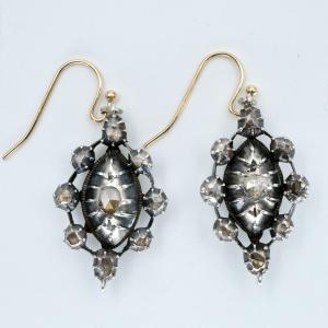 18th Century Silver, Diamonds And Turquoise Reversible Earrings
