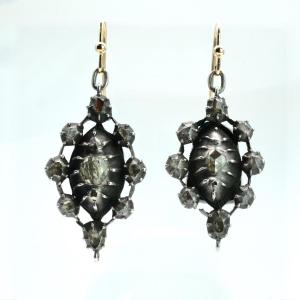 18th Century Silver, Diamonds And Turquoise Reversible Earrings