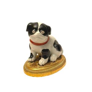 Japanese Arita Porcelain Model Of A Puppy Dog, On A French Gilt-bronze Base, 19th Century