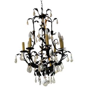 Late 18th-early 19th Century Chandelier In Metal And Rock Crystal With Eight Lights 