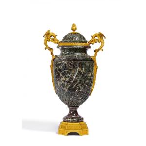 Paul Sormani, Large 19th-century Vase In Marble And Gilt Bronze With Dragons