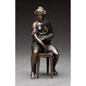 After Clodion, Early 19th Century Bronze, “femme A Sa Toilette” (bathing Woman)