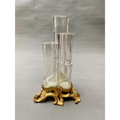 French 19th Century Japonisme Gilt Bronze And Glass Vase By Millet, Paris