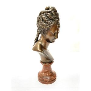Bronze Bust, Diane De Poitiers Signed Houdon (1741-1828)