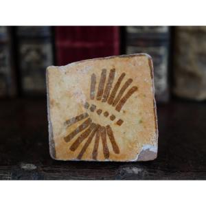 Medieval Paving Tile – 7 Ears Of Wheat Motif, Flanders (bruges Region)