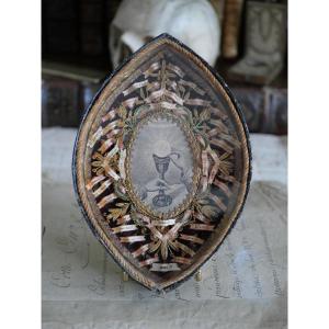 Mandorla Reliquary With 54 Relics – Paperolles – Convent Of Mainz, 19th Century