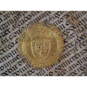 Gold Shield With Crown - Charles VI (1380-1422) - Royal Medieval Coinage In 24k Gold
