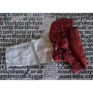 Large Medieval Seal In Red Wax Of Charles d'Orléans, Count Of Angoulême (15th Century)