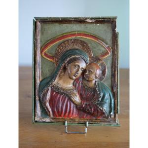Virgin And Child In Polychrome Papier-mâché - Italy, Late 17th / Early 18th Century
