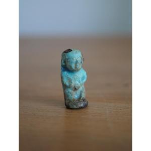 Egyptian Blue Frit Amulet Representing Ptah-pateque - Late Period, 600-300 Bc