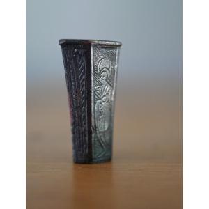 Engraved Bronze Knife Bolster - Renaissance, Early 16th Century, High Gothic