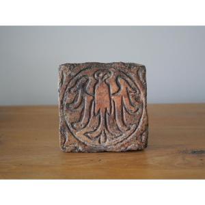 13th-century Germanic Medieval Floor Tile Featuring A Heraldic Eagle Motif, Gothic Style
