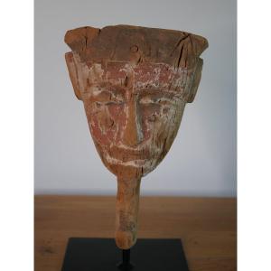 Polychrome Wooden Egyptian Sarcophagus Mask – Late Period (664–332 B.c.) Archaeology