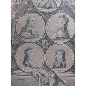 Engraving Royal Family 18th Century Louis XVI Marie Antoinette Louis XVII Henri IV Mme Elisabeth