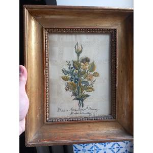 Flower Embroidery, Early 19th Century Boarding School Work