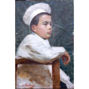 Pierre Grivolas (1826-1906) The Young Kitchen Boy Cook Oil On Canvas 19th Century Provencal School