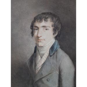 Portrait Of A Young Man In A Grey Frock Coat, Late 18th Century, Mixed Media On Paper