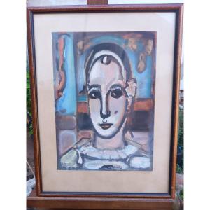 Georges Rouault "pierrot" Etching And Aquatint 1950 Numbered Roger Lacourière Engraver