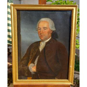 Portrait Of A Gentleman In A Brown Coat Wearing A Wig. Louis XVI Period, Late 18th Century