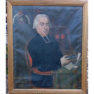Portrait Of A Priest Canon, 18th Century, Coat Of Arms, Pagès De Beaufort, Tarn Et Garonne