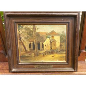 French School Formerly Attributed To Boilly Farmyard Scene Farm Animals Labels