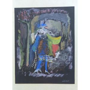 Jean Silvant Mixed Media On Paper 20th Century Character