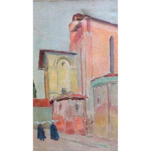 Edouard Julien Albi The Chevet Of The Collegiate Church Of Saint-salvy Tarn Oil Canvas