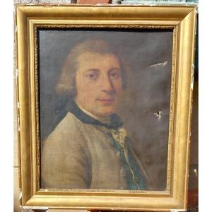 Portrait Of A Man In A Blue Vest, Late 18th Century, Oil On Canvas