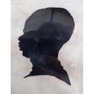 Profile Silhouette African American African Nubian Paper Cut 19th Century Slavery