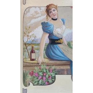 L.cougnet? Poster Project For A Digestive Alcohol Liqueur For Women In The Neo-renaissance Style Of The 20th Century