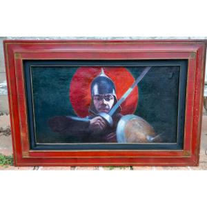 Maurice Rogerol (1873-1946) The Persian Warrior Oil On Canvas Orientalist 1901 Iran