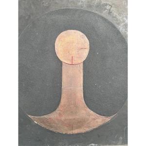  Yo Ichikawa (1929-...) Acrylic Painting On Panel 1967 Untitled Abstraction Keyhole