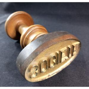 Roquefort Cheese Factory Stamp On Soulzon, Aveyron Cheese, Bronze, Wooden Handle