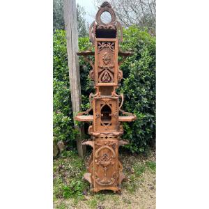 Display Cabinet Made Of Carved Wooden Crates, 20th Century Folk Art