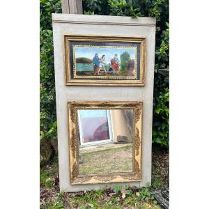 Overmantel Glass Painting Of Telemachus, Mentor And Calypso, Empire Restoration Period