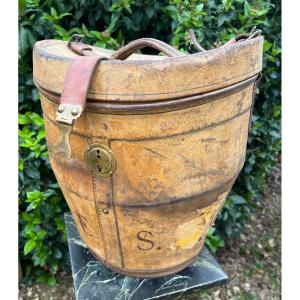 Delion Paris Hatbox, Transatlantic Voyages Label, New York Ocean Liner, Monogram Es