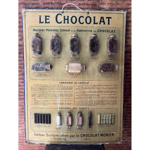 Meunier Chocolate Educational School Display Panel With Bottled Samples, 20th Century, Circa 1900, Gard
