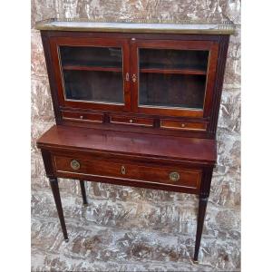 Louis XVI Style Mahogany Bonheur Du Jour With Glazed Upper Section 