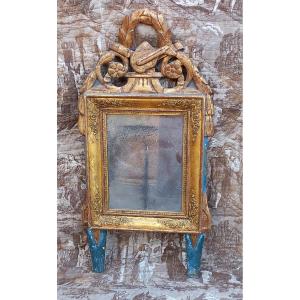 Directoire Empire Style Carved And Painted Wooden Bedroom Mirror With Musical Instruments
