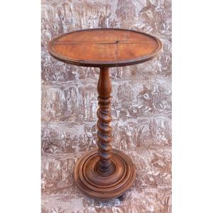 Louis XIII Period Walnut Gueridon/side Table With Twisted Top