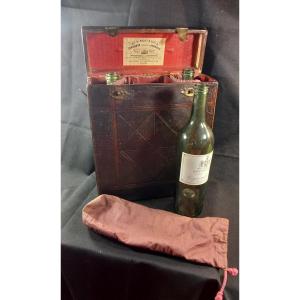 Leather Picnic Case, Travel Accessory, 19th Century, For Wine And Liqueur Bottles 