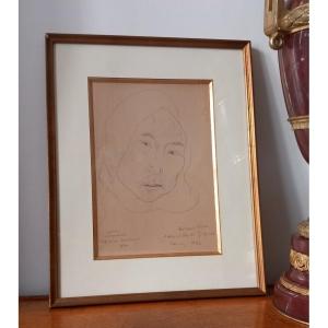 Paul-émile Victor – Portrait Of Kuitsi, Greenland. Pencil Drawing Of Inuit People, 1934. Exploration.