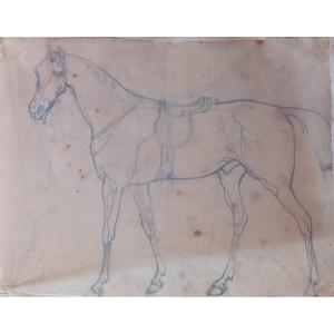 François Hippolyte Lalaisse (1812-1884) Pencil Drawing Of A Riding Or Racing Horse Jockey