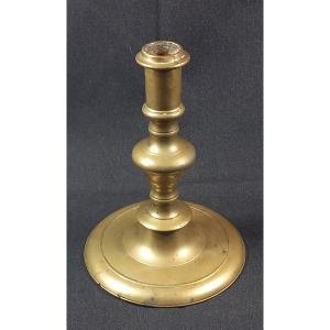 High Period - 17th Century Bronze Baluster Candlestick Or Candelabra 